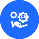Hand holding gears with user gear icon