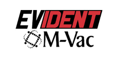 Evident M-Vac logo with red highlight