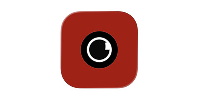 Red rounded app icon with white circular arrow