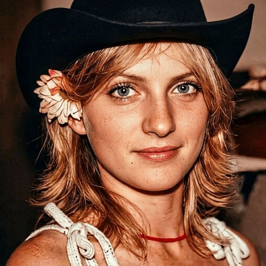 Young woman in cowboy hat with flower