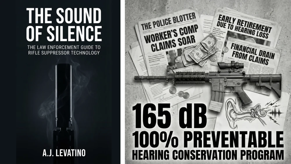 Suppressor book cover with hearing conservation poster